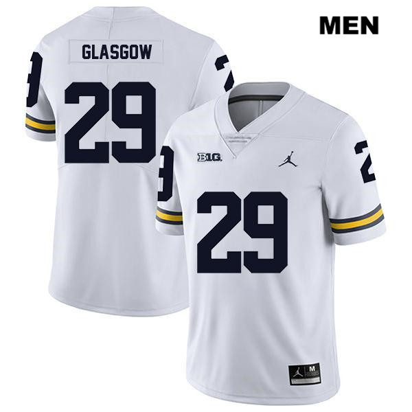Men's NCAA Michigan Wolverines Jordan Glasgow #29 White Jordan Brand Authentic Stitched Legend Football College Jersey FE25X37PI